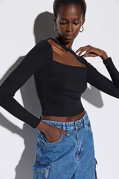 No Matter What Crop-Top Üst Langarm Crop Top mit Rüschenbesatz günstig online kaufen