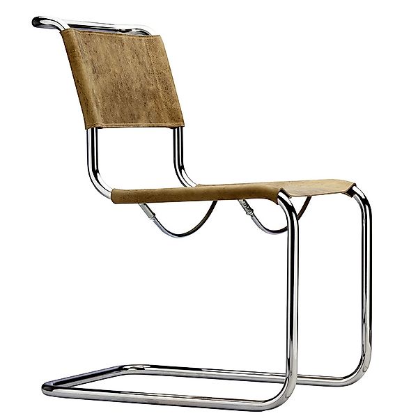 THONET Stahlrohr-Freischwinger S 33 | Sitz und Rücken Büffelleder | Gestell günstig online kaufen