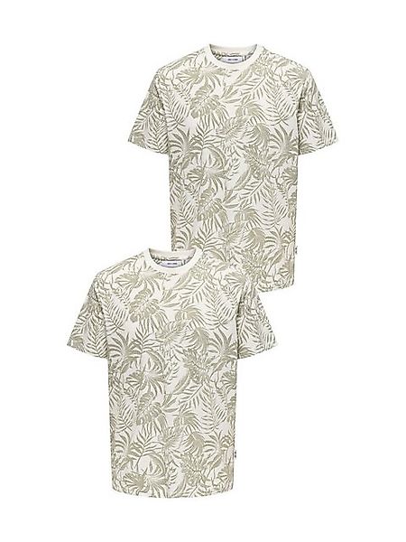 ONLY & SONS T-Shirt 2er-SET Tropisch Print T-Shirt Kurzarm Shirt (2-tlg) ON günstig online kaufen