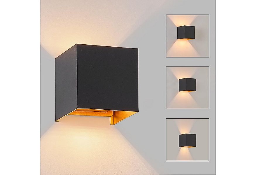 Nettlife LED Wandleuchte Wandleuchte Up und Down LED Schwarz Gold, LED wech günstig online kaufen