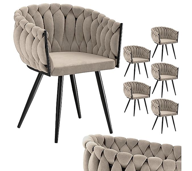 skølm Esszimmerstuhl Sudri mit Samtbezug gepolstert (6er Set, macchiato, Me günstig online kaufen