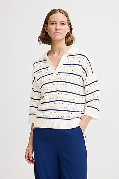 b.young Troyer BYMADALENA Gestreiftes Shirt mit Lochstrickmuster günstig online kaufen