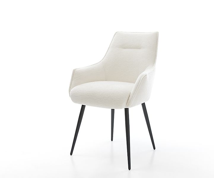 Esszimmerstuhl Alja-Flex mit Armlehnen Bouclé Soft Beige 4-Fuß konisch Schw günstig online kaufen