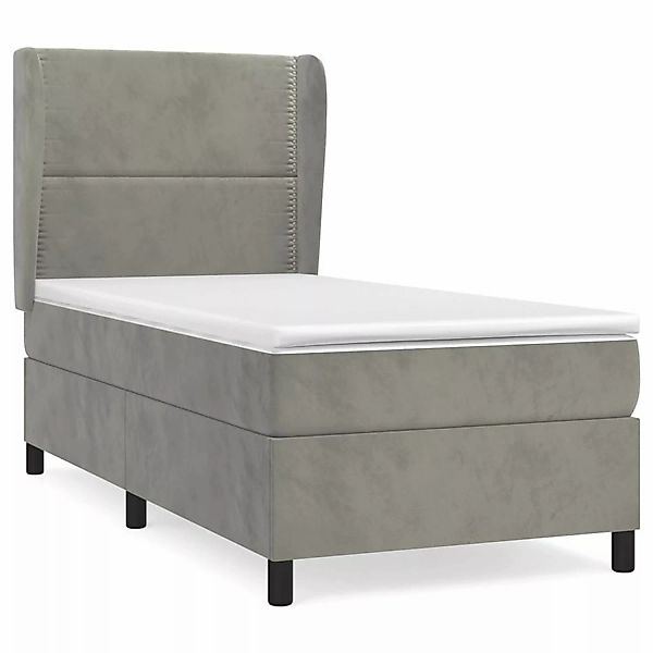 vidaXL Boxspringbett mit Matratze Hellgrau 80x200 cm Samt1372817 günstig online kaufen