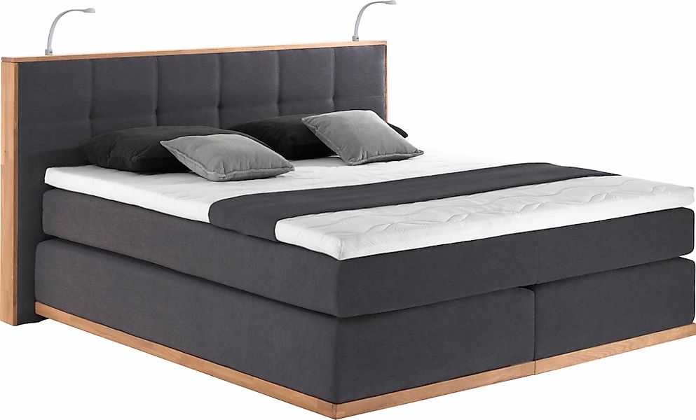 PLACES OF STYLE Boxspringbett "Vinton" aus Eiche, mit LED-Beleuchtung, vers günstig online kaufen