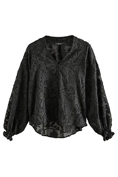 Next Langarmbluse Langärmelige Jacquardbluse mit Bindeausschnitt günstig online kaufen
