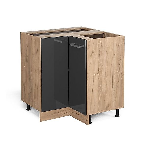 Vicco Eckunterschrank R-Line Anthrazit Hochglanz/Goldkraft Eiche 76 cm ohne günstig online kaufen