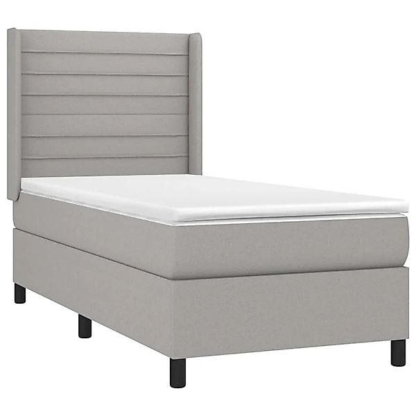 vidaXL Boxspringbett mit Matratze & LED Hellgrau 80x200 cm Stoff 3138349 günstig online kaufen