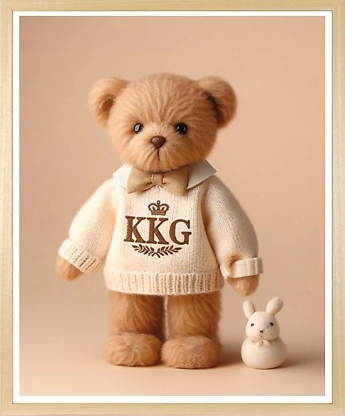 queence Bild mit Rahmen "Vintage Polo Teddy Bär Mädchen mit Schleife" Bär günstig online kaufen