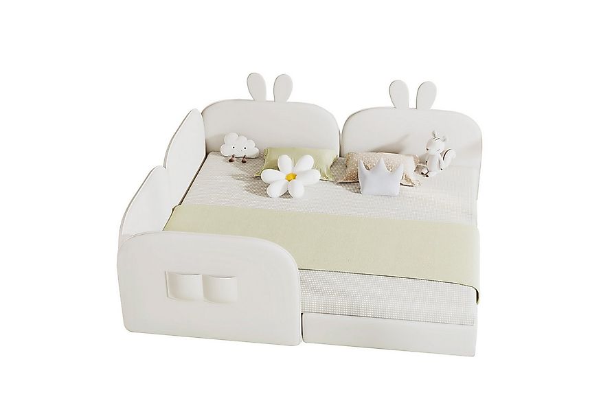 Flieks Polsterbett, Kinderbett Tagesbett mit Kaninchen Kopfteil 90x200cm/18 günstig online kaufen