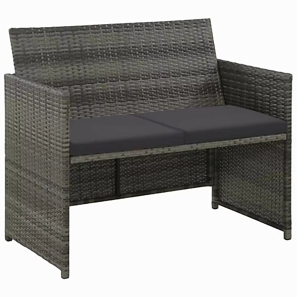 2-sitzer-gartensofa Mit Polstern Grau Poly Rattan günstig online kaufen