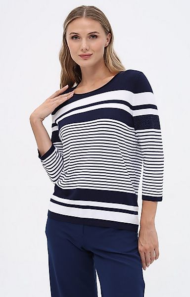 Passioni Strickpullover mit Ringel-Muster und Strassdetails günstig online kaufen