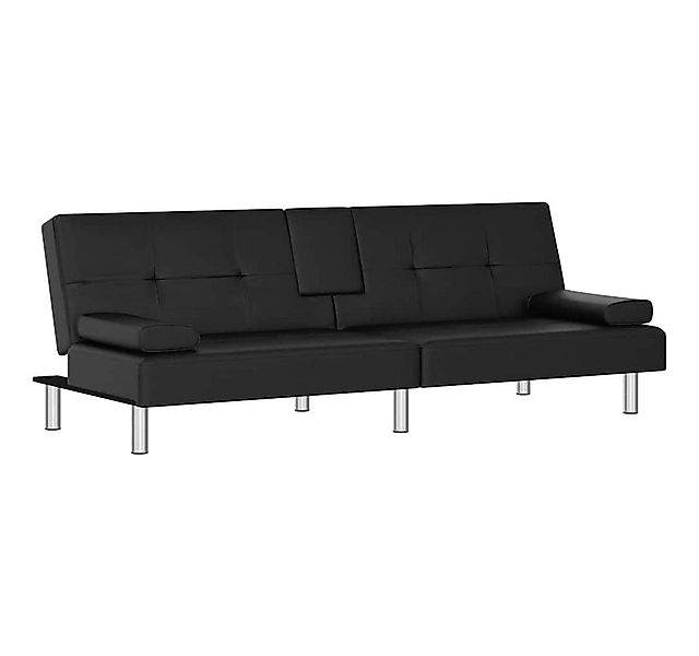 vidaXL Sofa Schlafsofa mit Getränkehaltern Schwarz Kunstleder günstig online kaufen