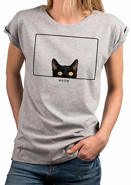MAKAYA Print-Shirt Katzenshirt Damen Top Katzenmotiv Lustige Katzen Geschen günstig online kaufen