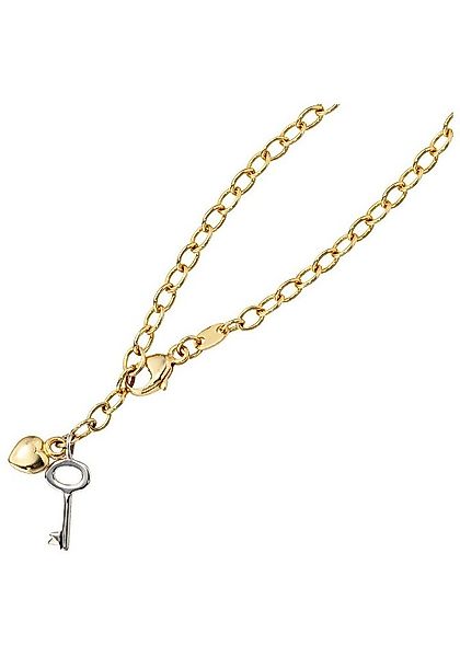 JOBO Fußkette Schlüssel Herz, 585 Gold bicolor 26 cm günstig online kaufen