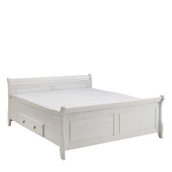Landhaus Doppelbett in Weiß Kiefer massiv Nachtkonsolen (dreiteilig) günstig online kaufen