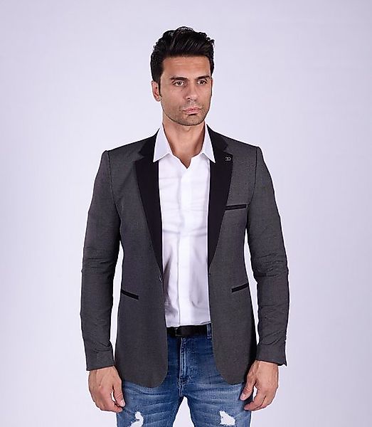 Denim Distriqt Jerseysakko Slim Fit Sakko Jeansoptik Grau Gr. 58 entspricht günstig online kaufen