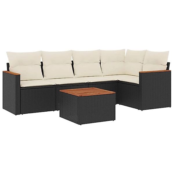 vidaXL 6-Tlg Garten-Sofagarnitur mit Kissen Schwarz Poly Rattan 3225951 günstig online kaufen