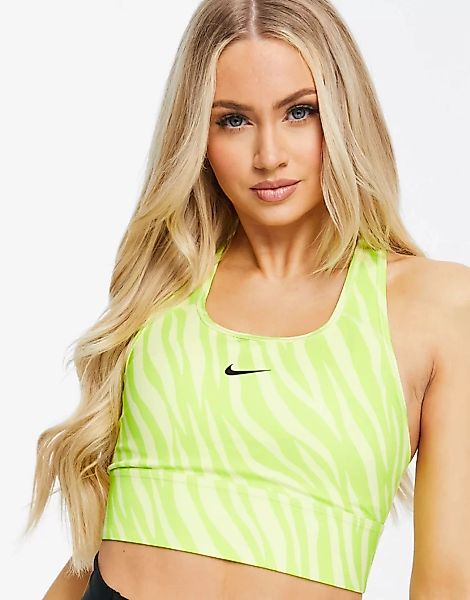 Nike Training – Icon Clash – BH mit Swoosh-Logo, gelbem Zebramuster und mit günstig online kaufen