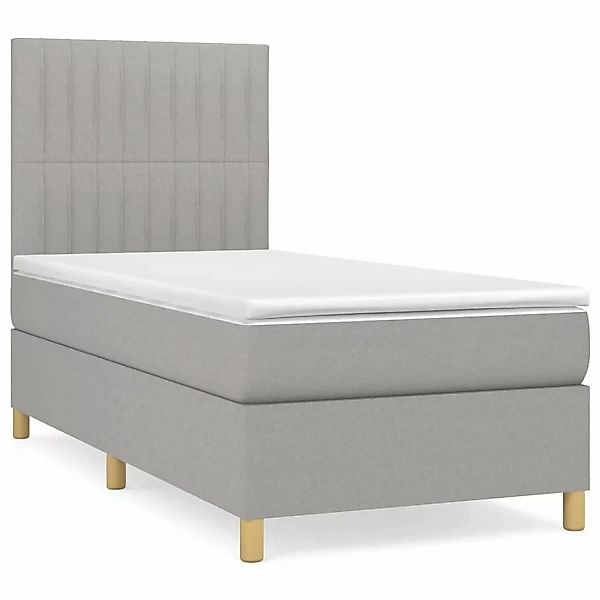 vidaXL Boxspringbett Boxspringbett mit Matratze Hellgrau 90x190 cm Stoff Be günstig online kaufen