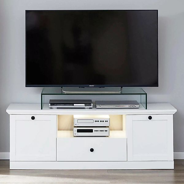 Lomadox Fernsehschrank Landhausstil weiß BERGAMA-19 mit LED Beleuchtung, B/ günstig online kaufen