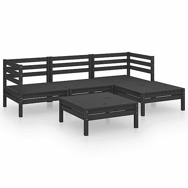 5-tlg. Garten-lounge-set Massivholz Kiefer Schwarz günstig online kaufen