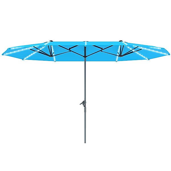 Outsunny Doppelsonnenschirm mit Solar LED Lichtern 451x267 cm Aluminium UV günstig online kaufen