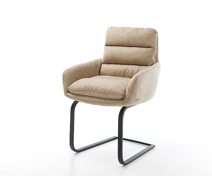 Freischwinger Abelia-Flex mit Armlehnen Mikrofaser Beige Vintage Freischwin günstig online kaufen