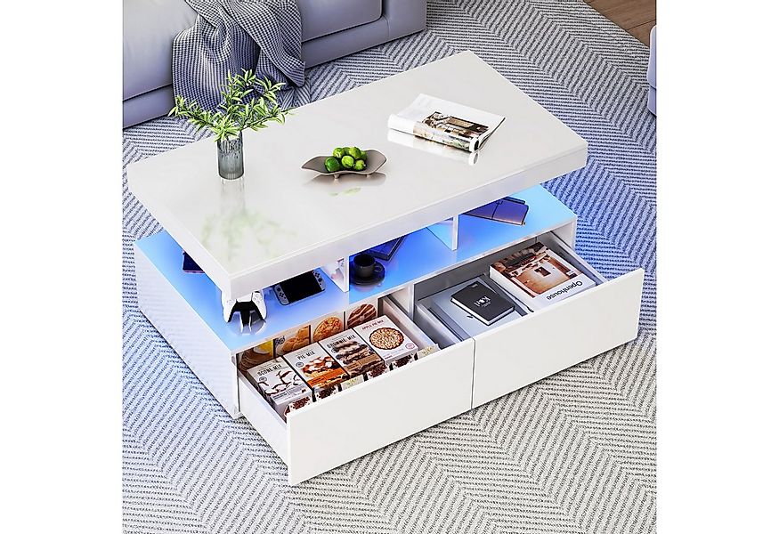 Furnishings Home Couchtisch Ablagetisch LED Beistelltisch Breite 100 cm (Ho günstig online kaufen