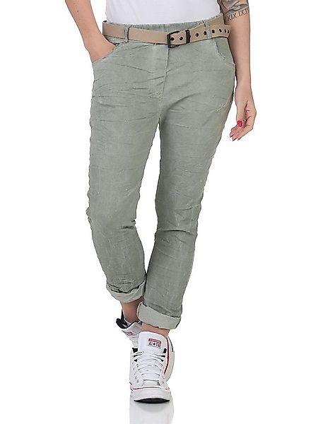 CLEO STYLE Jogger Pants Damen Hose Gürtel 21306 34-38 Khaki günstig online kaufen