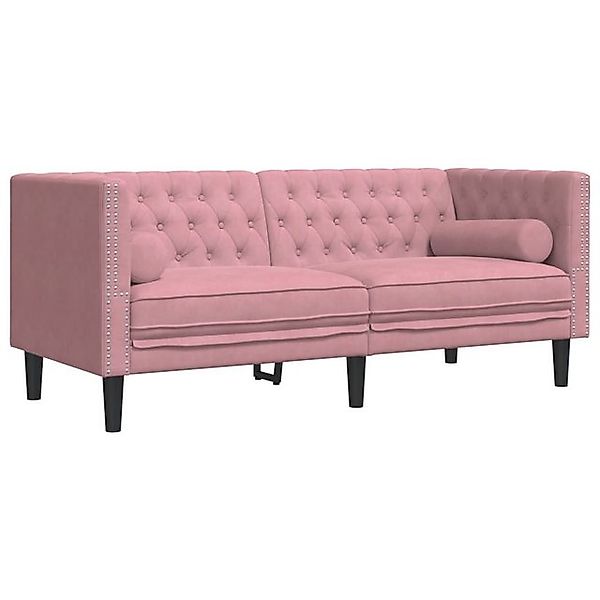 vidaXL Sofa Chesterfield-Sofa mit Nackenrollen 2-Sitzer Rosa Samt günstig online kaufen