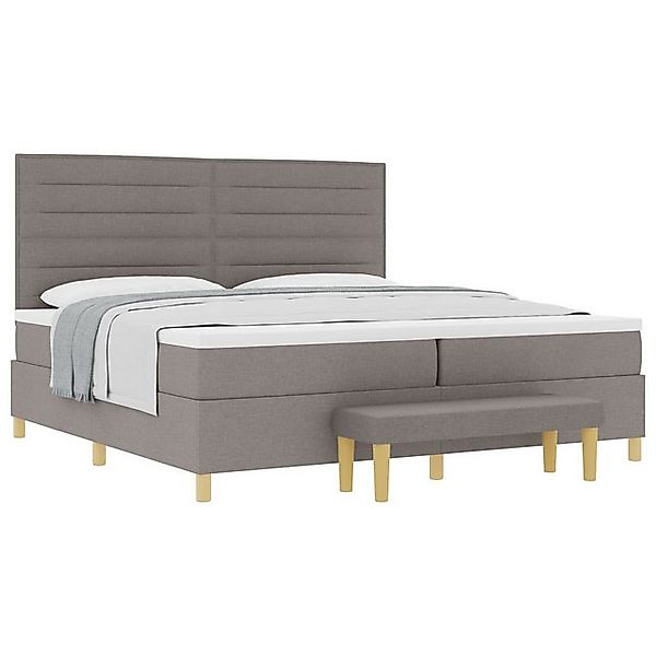 vidaXL Bett Boxspringbett mit Matratze & Bank Taupe 200x200 cm Stoff (2-tlg günstig online kaufen