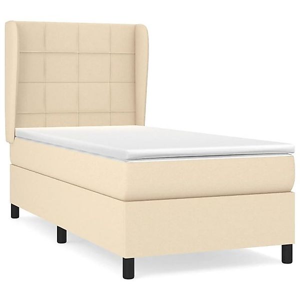 vidaXL Boxspringbett Boxspringbett mit Matratze Creme 100x200 cm Stoff Bett günstig online kaufen