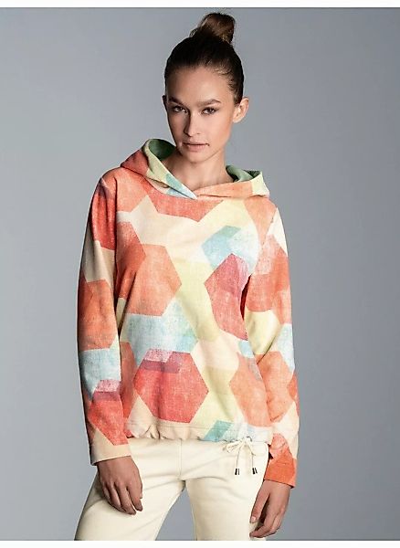 Trigema Kapuzensweatshirt TRIGEMA Fleece-Hoodie mit buntem günstig online kaufen