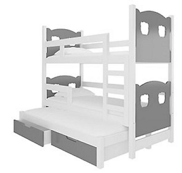 Hochbett LETICIA (Etagenbett mit 3 Schlafgelegenheiten) Farbe wählbar günstig online kaufen