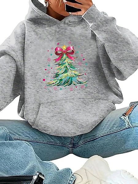 PYLIKE Hoodie Damen Festlich Wintermode Hoodie Fleecepullover mit Große Tas günstig online kaufen