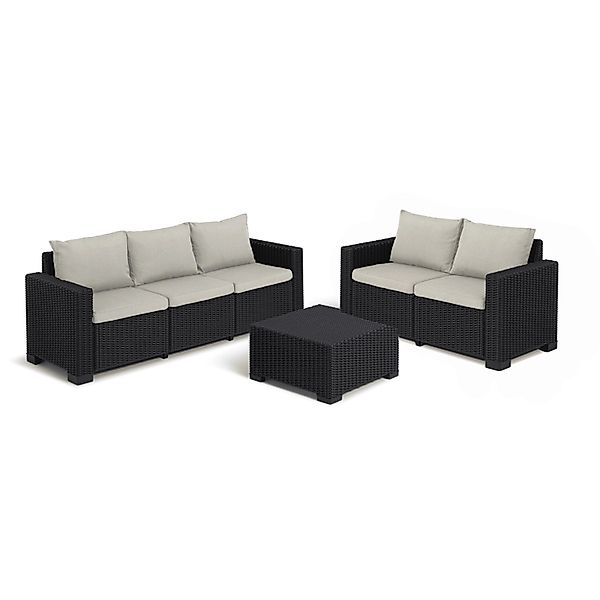 Allibert California 3-teiliges Gartenmöbel Set Wetterfeste Rattanoptik Loun günstig online kaufen