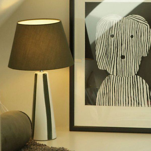 PR Home Tischlampe Leya, grün/weiß, Höhe 54 cm, Metall/Stoff günstig online kaufen