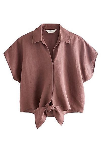 Next Kurzarmhemd Kurzarm-Bluse mit Knotendesign vorne aus Leinen (1-tlg) günstig online kaufen