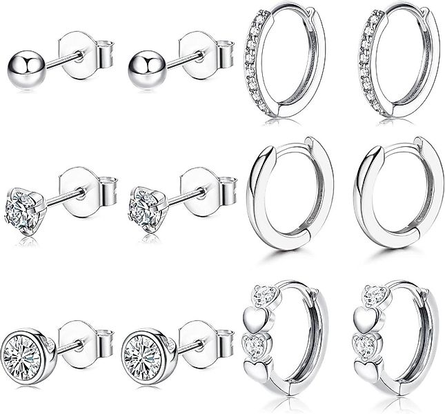 LuxusKollektion Schmuckset 6 Paar Ohrringe Silber günstig online kaufen
