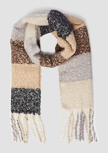 s.Oliver Schal Tuch, Schal mit Fransen und mehrfarbigem Karo-Muster günstig online kaufen