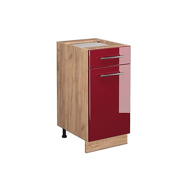 Vicco Unterschrank Fame-Line, Bordeaux Hochglanz/Eiche, 40 cm ohne Arbeitsp günstig online kaufen