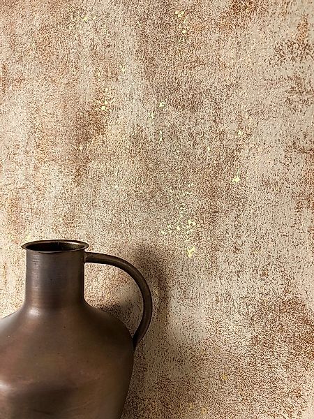 Newroom Vliestapete, Beige Tapete Modern Beton - Betonwand Glanzoptik Braun günstig online kaufen