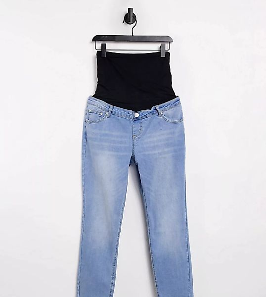 Glamorous Bloom – Jeans mit geradem Schnitt und Überbauchbund-Blau günstig online kaufen