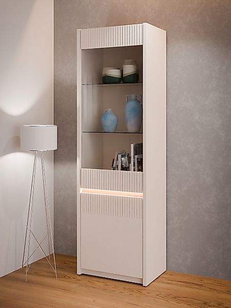 FORTE Vitrine "Oak Squere", Vitrine, Beleuchtung, Glastüre, grifflos günstig online kaufen