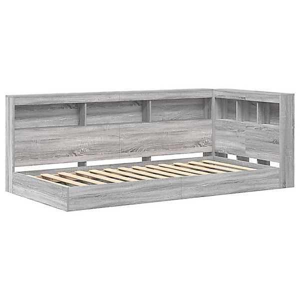 vidaXL Bett Bücherregal-Bett Grau Sonoma 90x200 cm Engineered Wood (2-tlg) günstig online kaufen