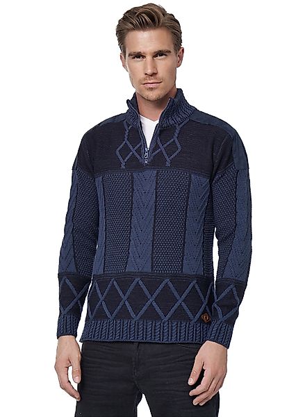 Rusty Neal Strickpullover mit Stehkragen und Reißverschluss günstig online kaufen