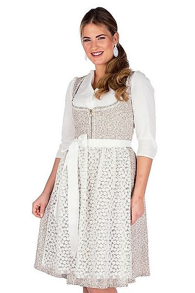 Alpenfee Tracht Dirndl Midi Dirndl 2tlg. - SYLVIE - taupe/cremeweiß günstig online kaufen