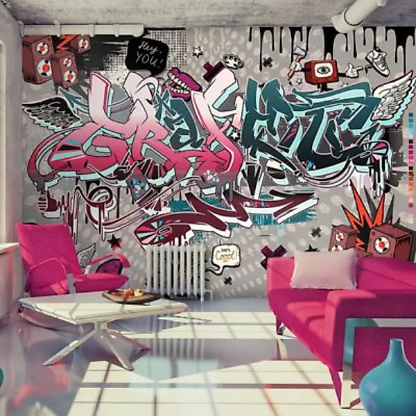 artgeist Fototapete Graffiti: hey You! mehrfarbig Gr. 350 x 245 günstig online kaufen