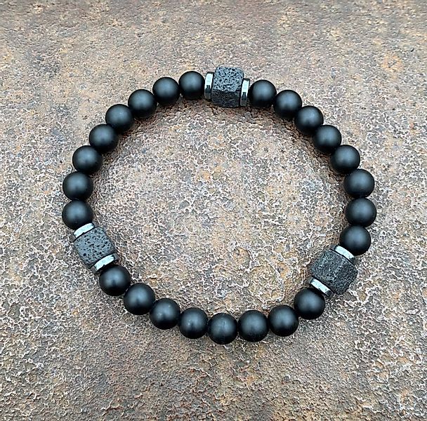 NAHLE Perlenarmband Naturstein Armband Lavastein Onyx günstig online kaufen